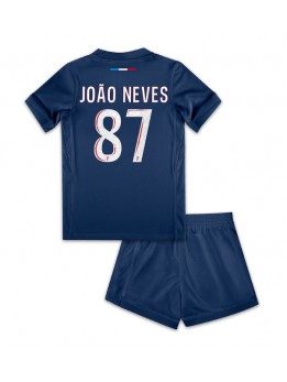 Paris Saint-Germain Joao Neves #87 Replika Hemmakläder Barn 2024-25 Kortärmad (+ byxor)